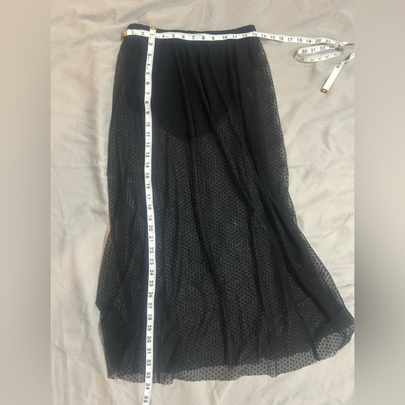 ASOS Miss Selfridge Sheer Swiss Dot Brief Maxi Skirt Black Size 6 - Picture 5 of 8